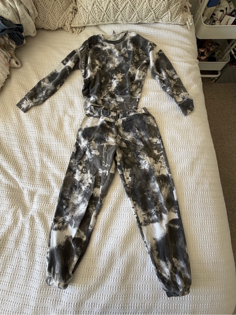 Zella Tie-Dye Two-Piece Jumpsuit Romper in Black and White